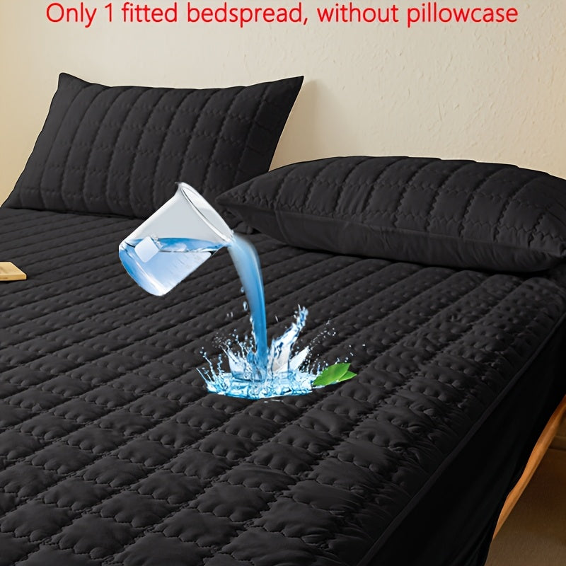 1pc Modern Plaid Pattern Waterproof Bedspread, Soft Breathable Polyester & Polyurethane Blend, Machine Washable, Quilted Mattress Protector Cover, Dustproof Bed Cover, Moisture-Wicking Bed Sheet, No Pillowcase Included