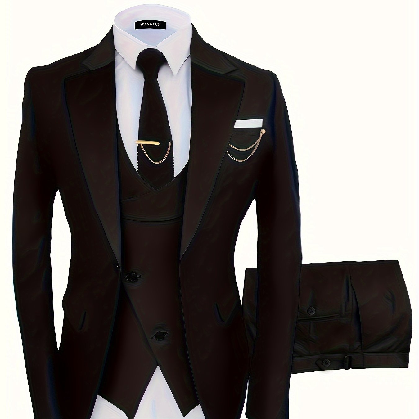 Formal 3 Pieces Set, Men's One Button Suit Jacket & Vest & Pants Suit Set For Business Dinner Wedding Party