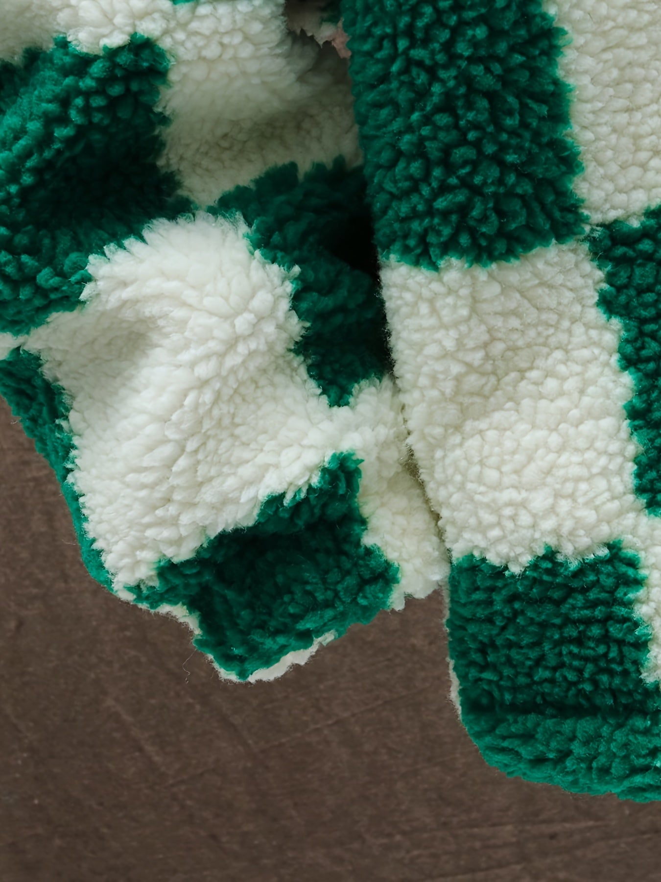 [Plush Winter Coat] Blue & White Plush Checkered Winter Coat | Men's Loose Fit, Stand Collar, Zip-Up Jacket with Drawstring Hood, Casual Style for Fall/Winter