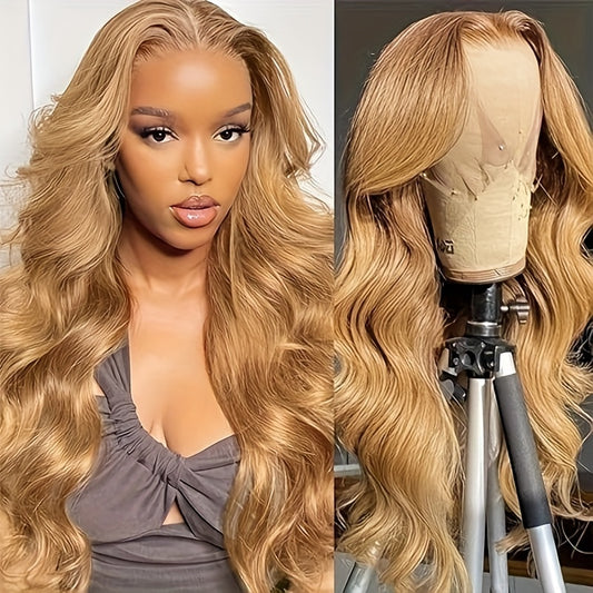 Hot Selling New Styles13x6 Ombre Honey Blonde Lace Front Wigs Human Hair, 27# Frontal Wigs Pre Plucked Bleached Knots Transparent Lace Front Wig Human Hair For Black Women Glueless Human Hair Wig