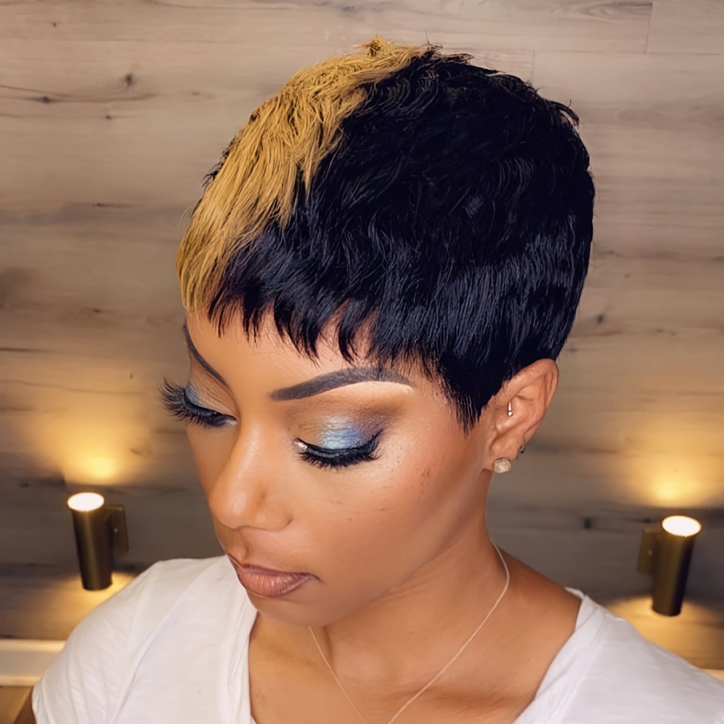 Elegant Pixie Cut Wig for Women – 6-inch Straight Hair, 150% Density, Brazilian Virgin Human Hair, Rose Net Cap, Short Non-Lace Front Machine Made Wig with Layered Haircut, Glueless Full Cap for African Women