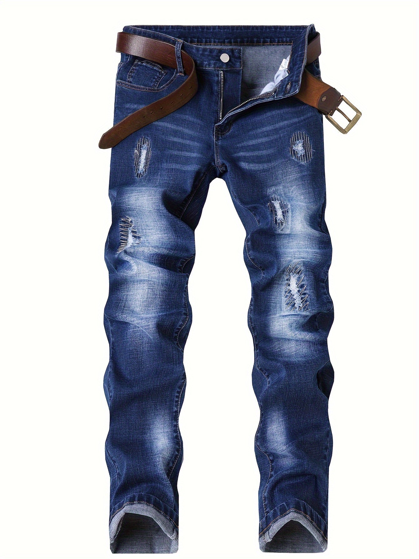 Stretchy Chic Ripped Skinny Jeans for Men - Soft, Breathable, Comfortable, Faded, Distressed Denim Pants with Elastic Waistband - Chic Street Style, Casual Fashion, Perfect for Daily Wear