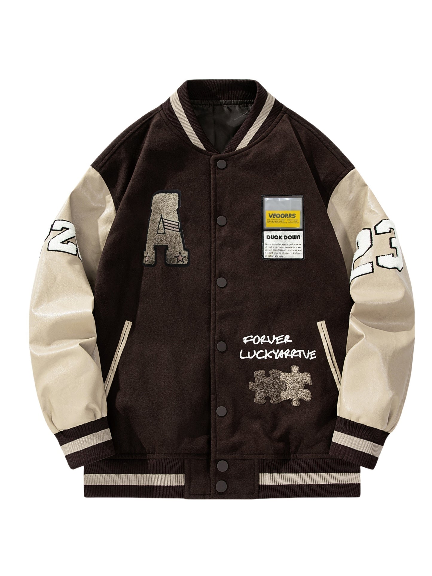 Men's Casual Varsity Jacket with Embroidery and Color Block, Durable Polyester & Easy-Care, Ideal for Spring/Fall Daily Wear