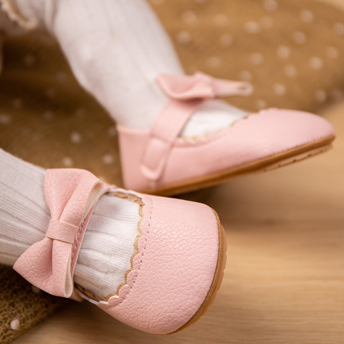Infant Baby Girls Mary Jane Flats, Soft Sole Princess Dress Shoes Crib Shoes First Walker Shoes
