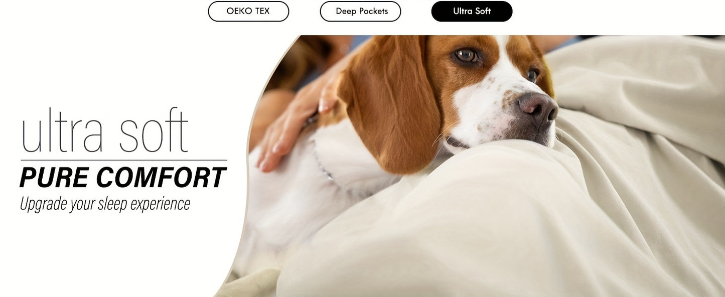 ClevaHome 6pcs Sheet Set Deep Pocket- Ultra Soft Machine Washable Luxury Bed Sheet Set - Shrinkage & Fade Resistant Embroidered Bedding Sheet, Christmas Bedding Supplies Replacement (4PCS for TWIN Size Sheet)