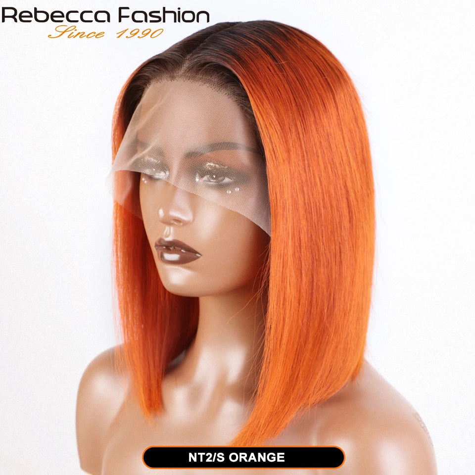 Colored Ombre Pink Bob T Part Lace Wigs Straight Human Hair Lace Front Wigs Pre Plucked Blonde Straight Lace Front Wigs