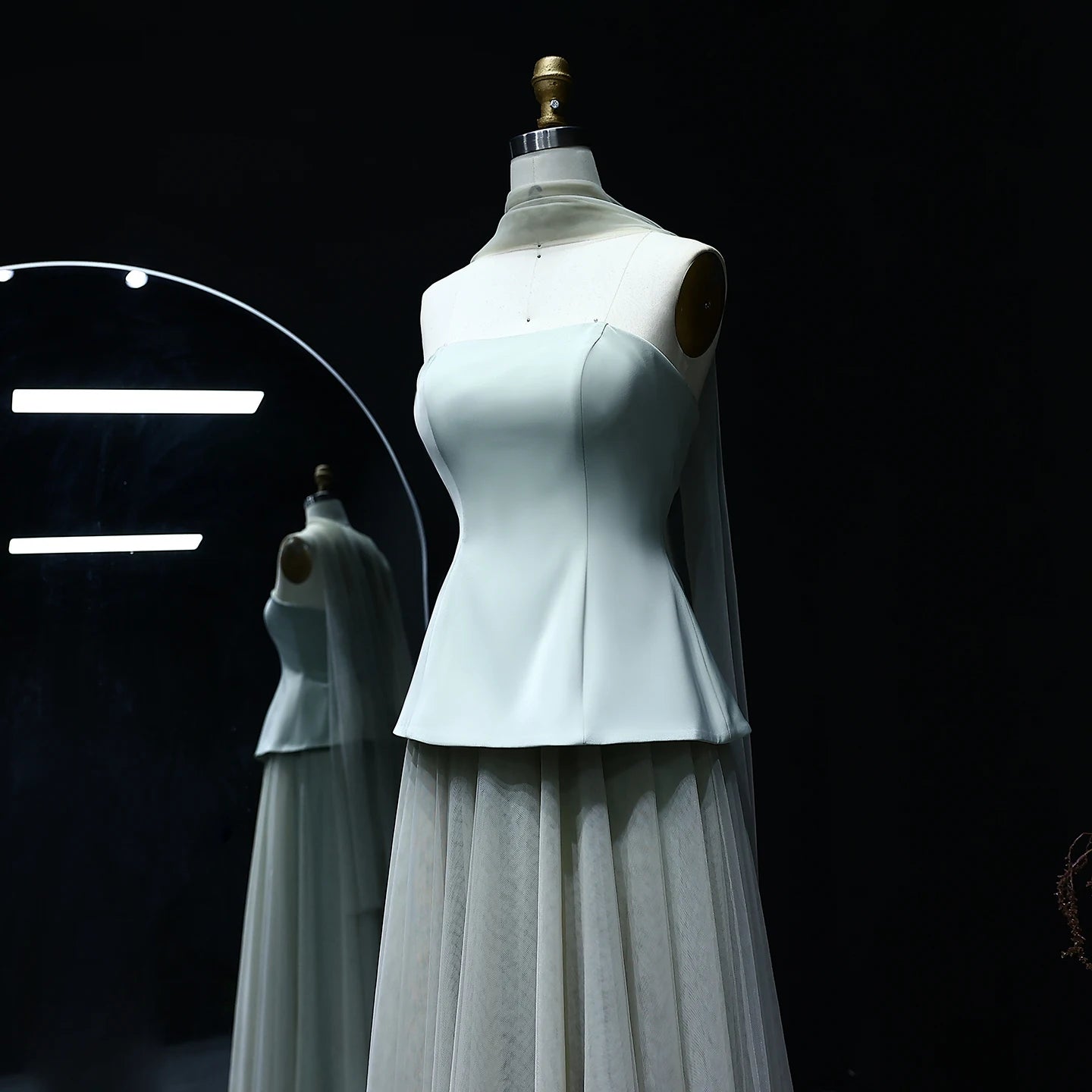 Sharon Said Elegant White Strapless Dubai Evening Dress with Scarf Arabic for Women Wedding Dress Gown SF130 Customized