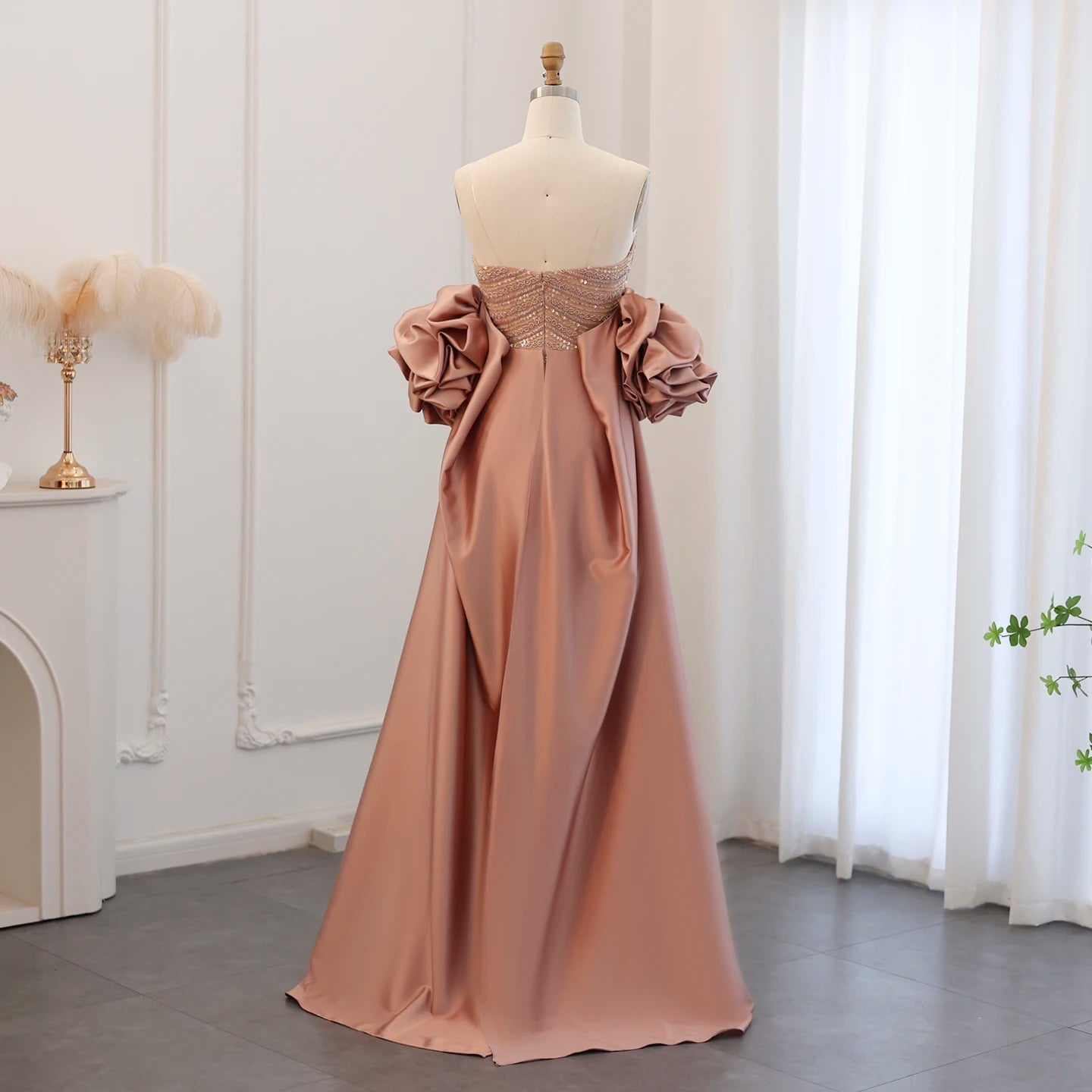 Sharon Said Luxury Arabic Dusty Rose Evening Dresses with Cape Dubai Strapless Midi Women Wedding Party Gowns SS492 Customized