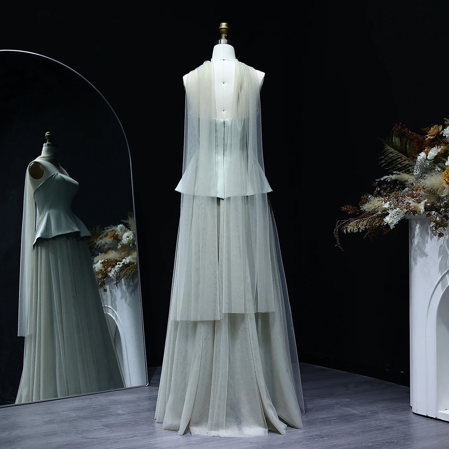 Sharon Said Elegant White Strapless Dubai Evening Dress with Scarf Arabic for Women Wedding Dress Gown SF130 Customized