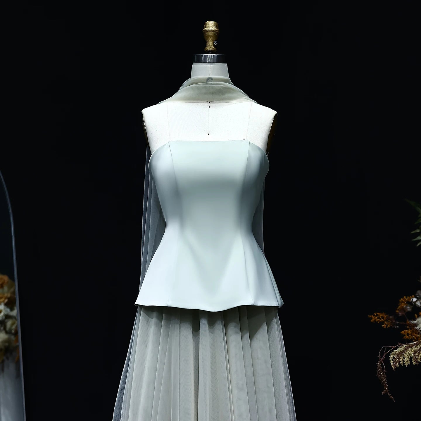 Sharon Said Elegant White Strapless Dubai Evening Dress with Scarf Arabic for Women Wedding Dress Gown SF130 Customized