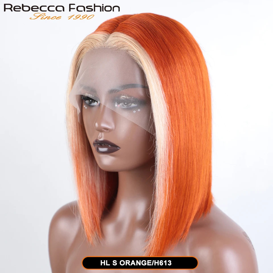 Colored Ombre Pink Bob T Part Lace Wigs Straight Human Hair Lace Front Wigs Pre Plucked Blonde Straight Lace Front Wigs