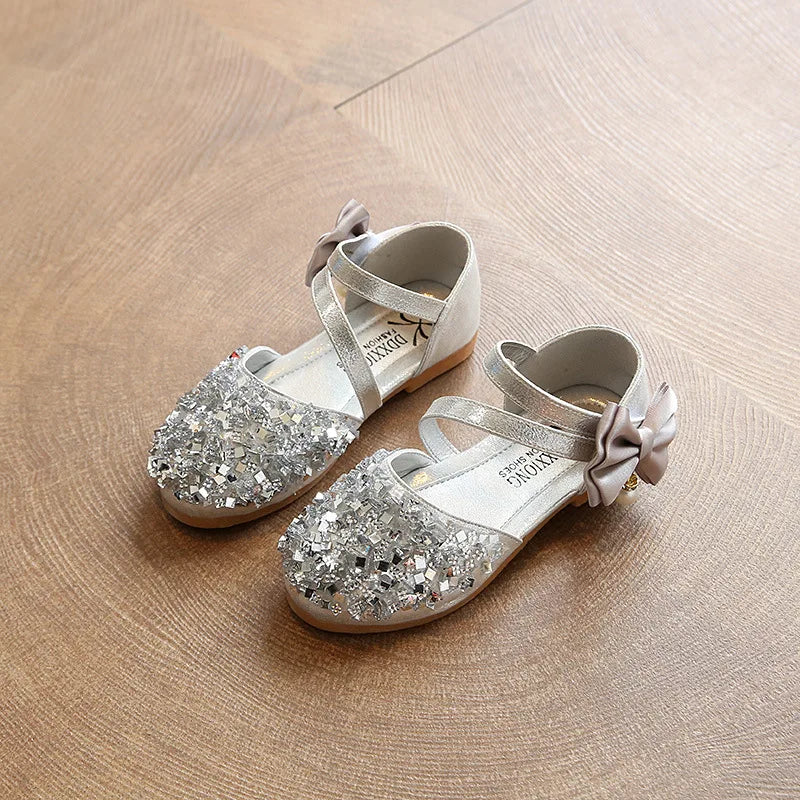New Bowknot Colorful Sequins High Heels Shoes Girls Sandals Summer Kids Shoes Princess Girls Party Shoes Children Sandal