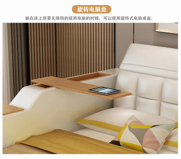 Genuine Leather multifunctional massage bed frame modern Nordic camas ultimate bed кровать двуспальная lit beds سرير  muebles de