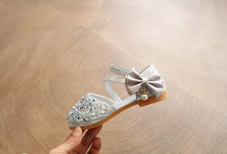 New Bowknot Colorful Sequins High Heels Shoes Girls Sandals Summer Kids Shoes Princess Girls Party Shoes Children Sandal