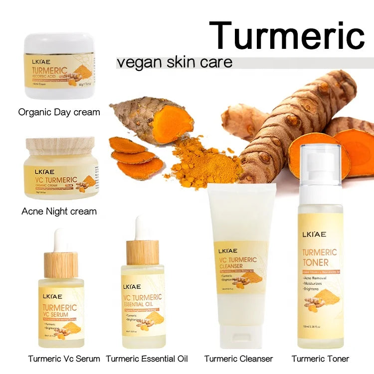 2024 Beauty Products Tumeric Ingredient Deep Cleansing Rejuvenating Glowing Lightening 6 in 1 Face Oily Skin Care Set
