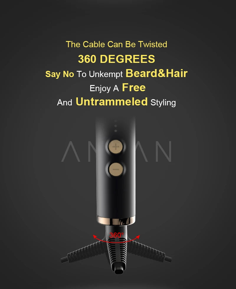ANLAN Beard Hair Straightening Brush Hot Heated Comb Men Beard Multifunctional Straightener Ceramic Comb Quick Hair Styler