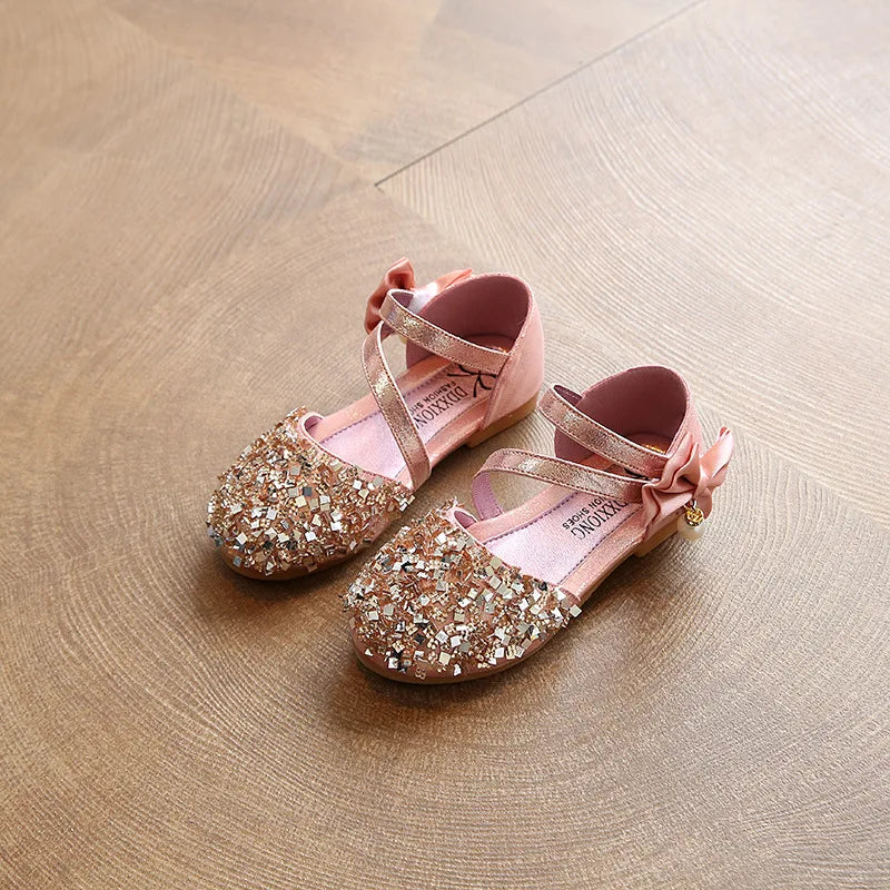 New Bowknot Colorful Sequins High Heels Shoes Girls Sandals Summer Kids Shoes Princess Girls Party Shoes Children Sandal