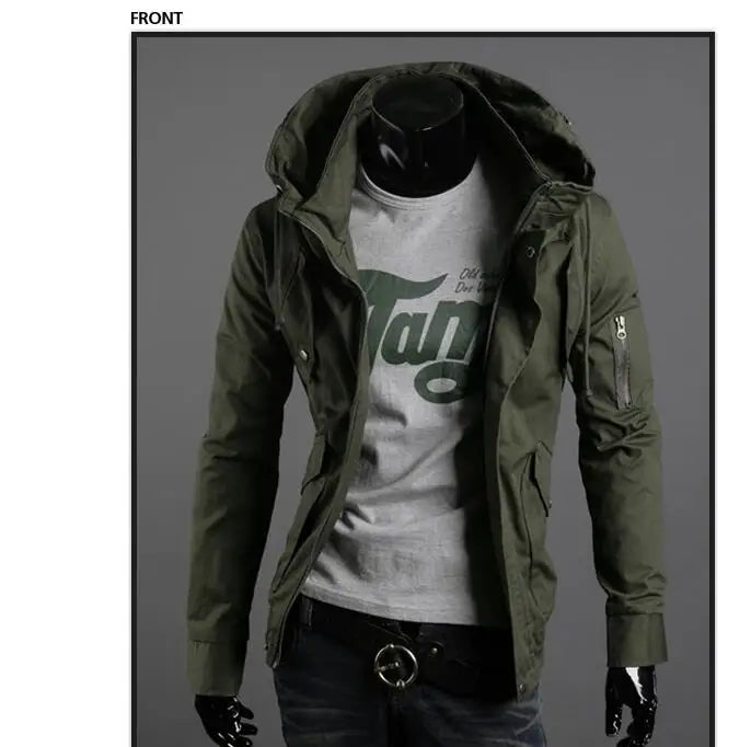 Jacket Men Youth Coat Winter Green Hooded 5XL Outer Clothing Slim