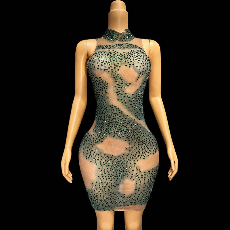 Novance Y3718 Rhinestone Dress Elegant for Party Custom Dresses Manufacturing See Through Fancy Dresses Ladies Women