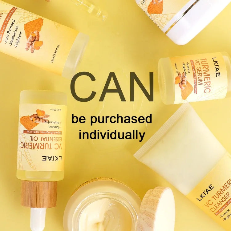 2024 Beauty Products Tumeric Ingredient Deep Cleansing Rejuvenating Glowing Lightening 6 in 1 Face Oily Skin Care Set