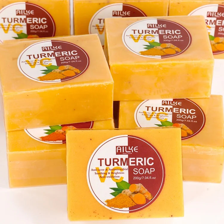 Turmeric VC Vegan Face Savon Anti-Oxidation Remover Pimple Natural Glycerin Anti Acne Whitening Organic Tumeric Soap