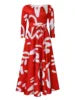 Q103 Latest Design Elegant Dresses Women Casual Temperament Lace up A-line Maxi Dresses Ladies Printed Winter Dress