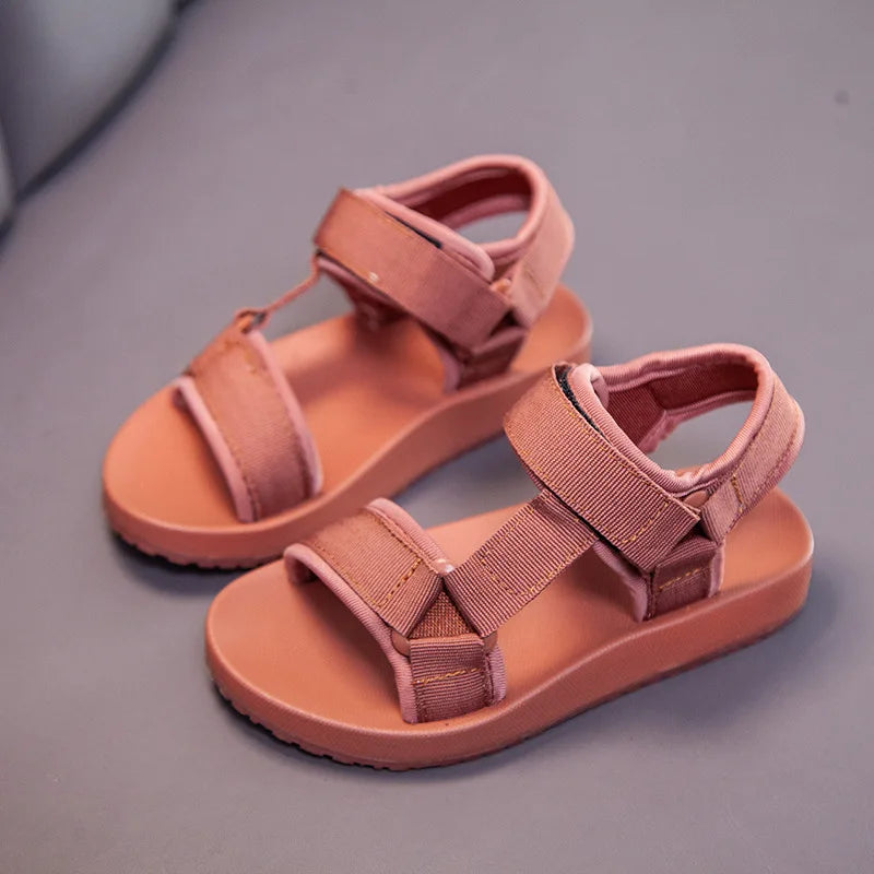 New Fashion Kids Solid Color Sandals Baby Soft Sole Non-slip Boys Canvas Sandal Popular Beach Anti-Slip Comfort Children's Shoes