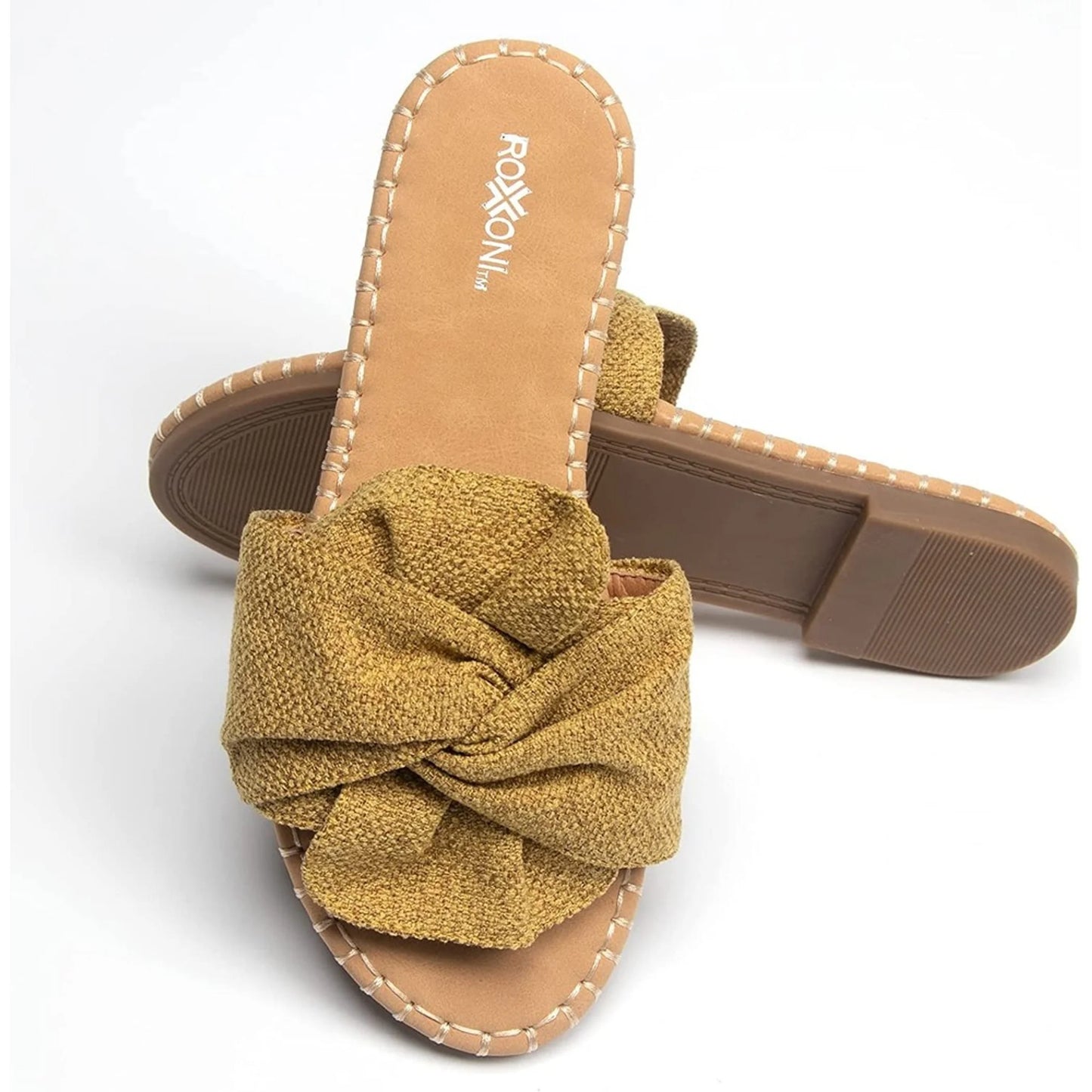 TD Women's Open Toe Flat Sandal Indoor Outdoor Slides for Spring Summer Comfortable Slip-Ons