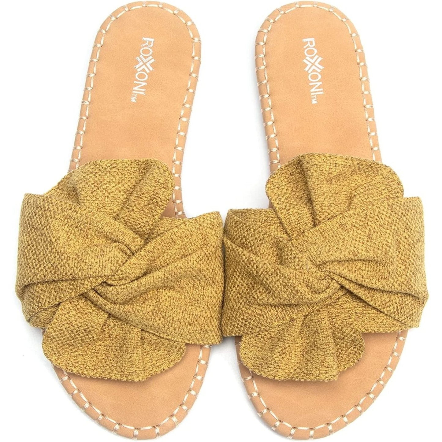 TD Women's Open Toe Flat Sandal Indoor Outdoor Slides for Spring Summer Comfortable Slip-Ons