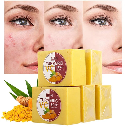 Turmeric VC Vegan Face Savon Anti-Oxidation Remover Pimple Natural Glycerin Anti Acne Whitening Organic Tumeric Soap