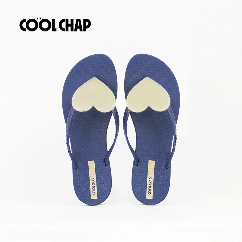 PVC Summer Slipper Flip Flops Beach Sandal Open Fashionable Heart Design Soft Flexible Anti-Slip Breathable Light Weight
