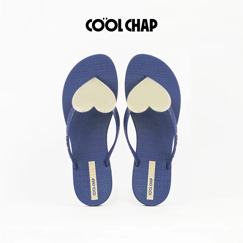 PVC Summer Slipper Flip Flops Beach Sandal Open Fashionable Heart Design Soft Flexible Anti-Slip Breathable Light Weight