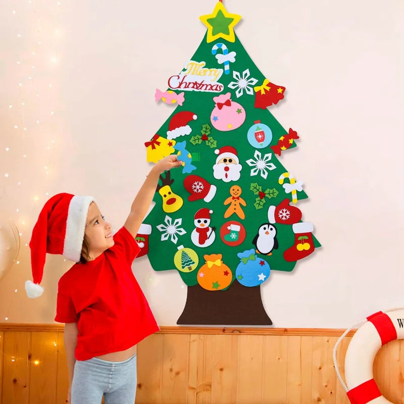 Kids DIY Felt Christmas Tree Merry Christmas Decorations For Home 2025 Christmas Ornaments Navidad 2026 New Year Gifts Xmas Tree