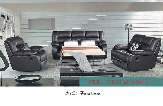 living room Sofa bed set диван мебель кровать muebles de sala  1+2+3 recliner real genuine leather sofa cama puff asiento sala