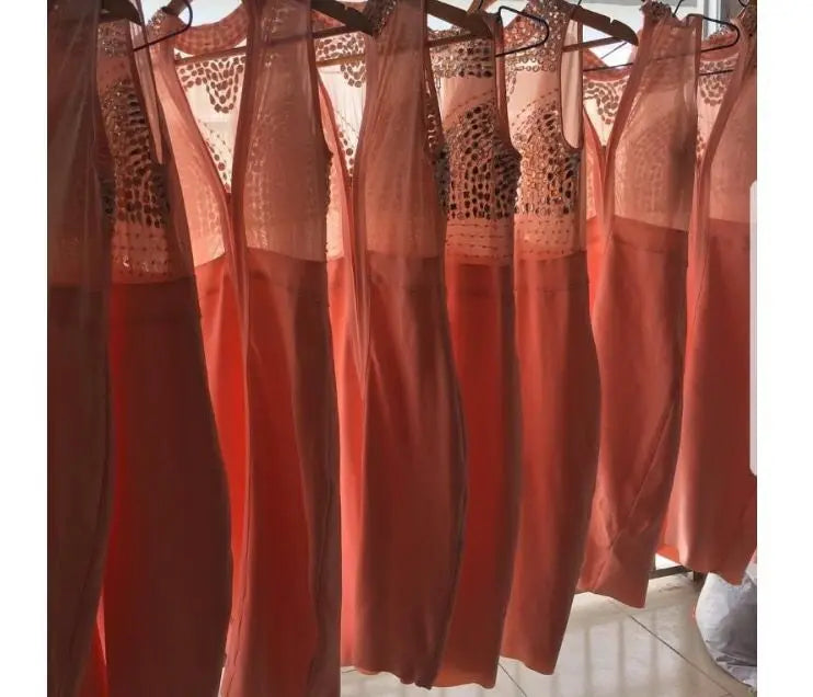 Novance Y3718 Rhinestone Dress Elegant for Party Custom Dresses Manufacturing See Through Fancy Dresses Ladies Women