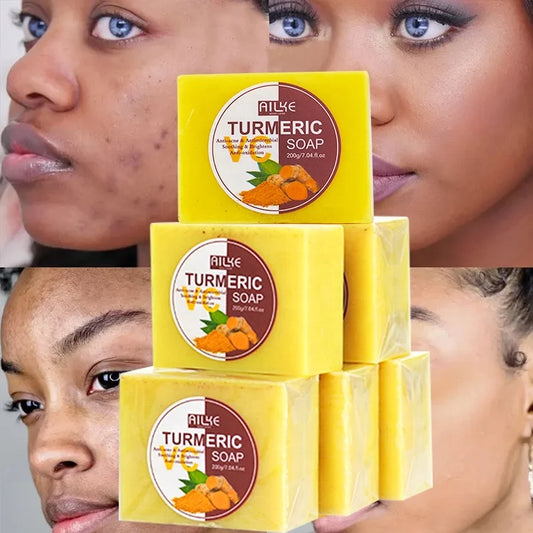 Custom Natural Organic Handmade Soap for Body Whitening Soap Bar AILKE Wholesale Hand Made Turmeric Tumeric Soap
