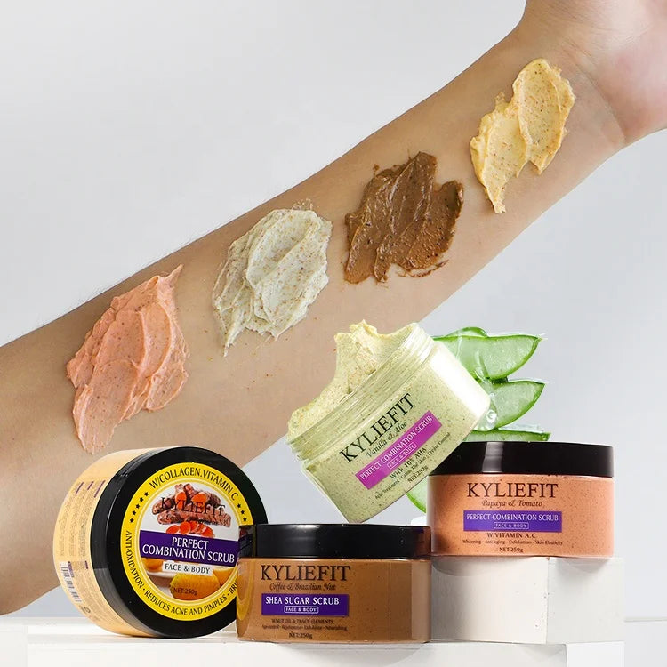 Private Label Lemon Whitening Skin Lightening Tumeric Raw Material Granules Salt Bath Face Exfoliating Body Scrub