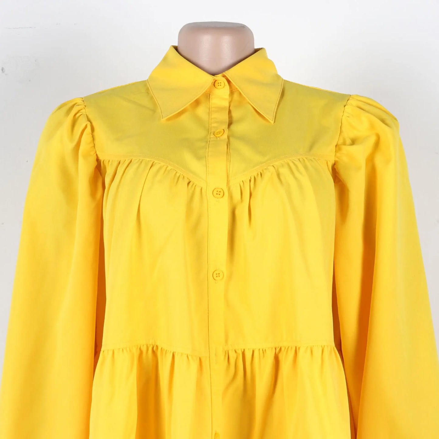 Summer 2025 Solid Color Pleated Turn-down Collar High-End Button Loose Hem Casual Midi Dresses Ladies Elegant Dresses