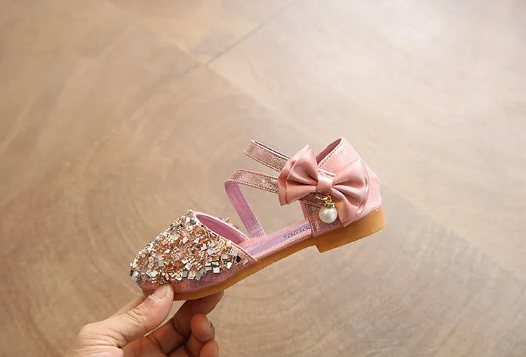 New Bowknot Colorful Sequins High Heels Shoes Girls Sandals Summer Kids Shoes Princess Girls Party Shoes Children Sandal