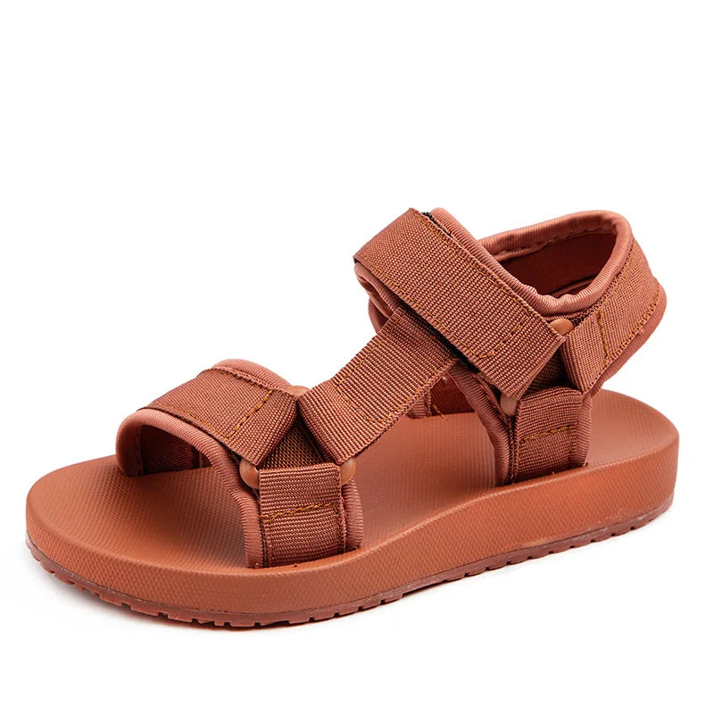 New Fashion Kids Solid Color Sandals Baby Soft Sole Non-slip Boys Canvas Sandal Popular Beach Anti-Slip Comfort Children's Shoes
