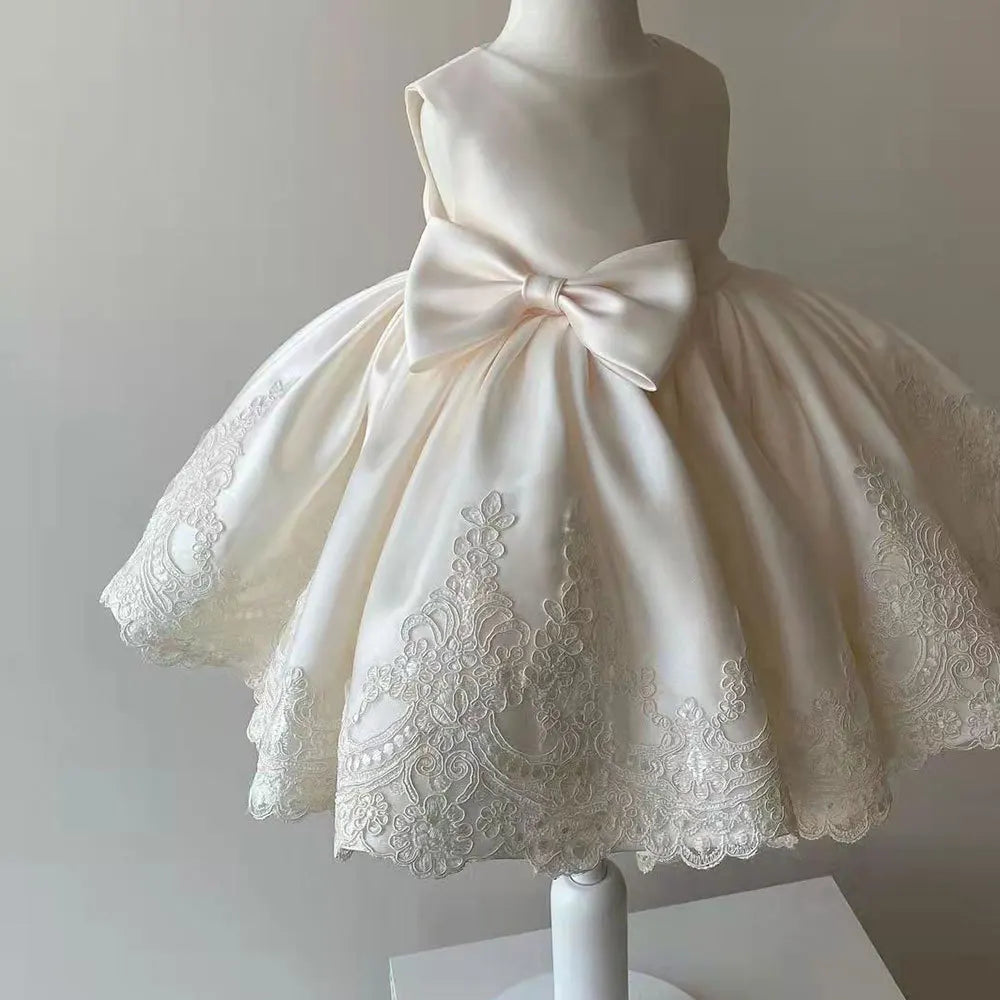 Elegant Dresses For Girls Christmas Solid Lace Girl Party Dress Princess Birthday Wedding New Year Costume Clothes 1-6T