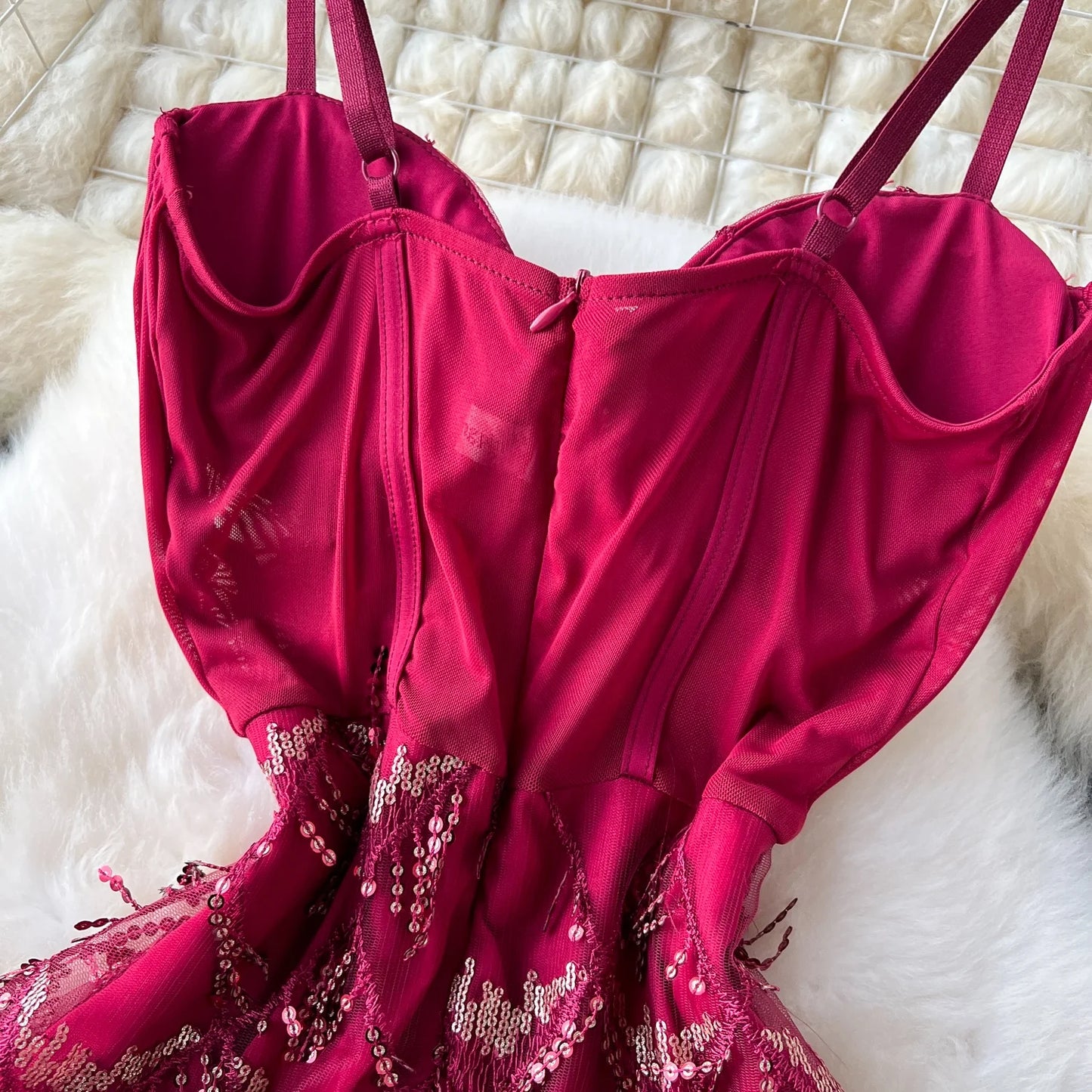 Fringe Corset Dress Strap Wave Sequin Mermaid Trumpet Evening Dresses Ladies