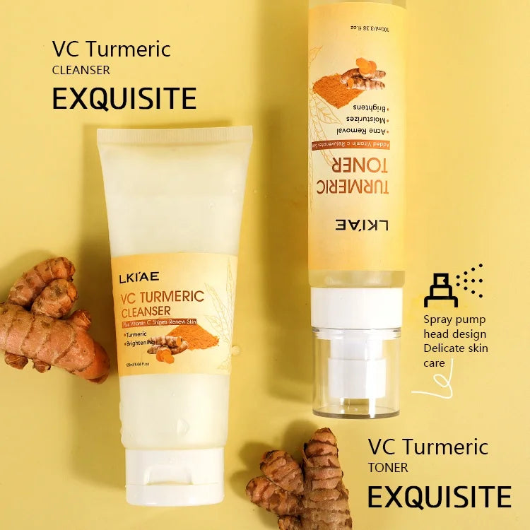 2024 Beauty Products Tumeric Ingredient Deep Cleansing Rejuvenating Glowing Lightening 6 in 1 Face Oily Skin Care Set