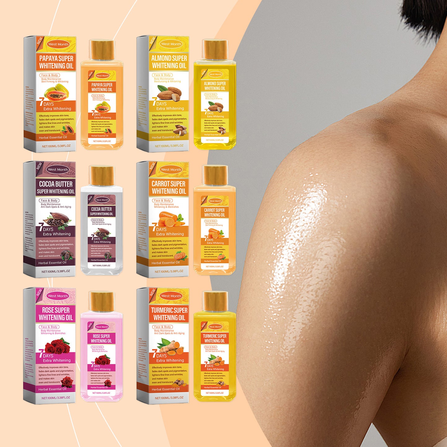 Papaya Super Whitening Oil Smoothing Moisturizer Brighten Anti-Aging Nourishing Lighten Fine Lines Spots Body Massage Skin Care