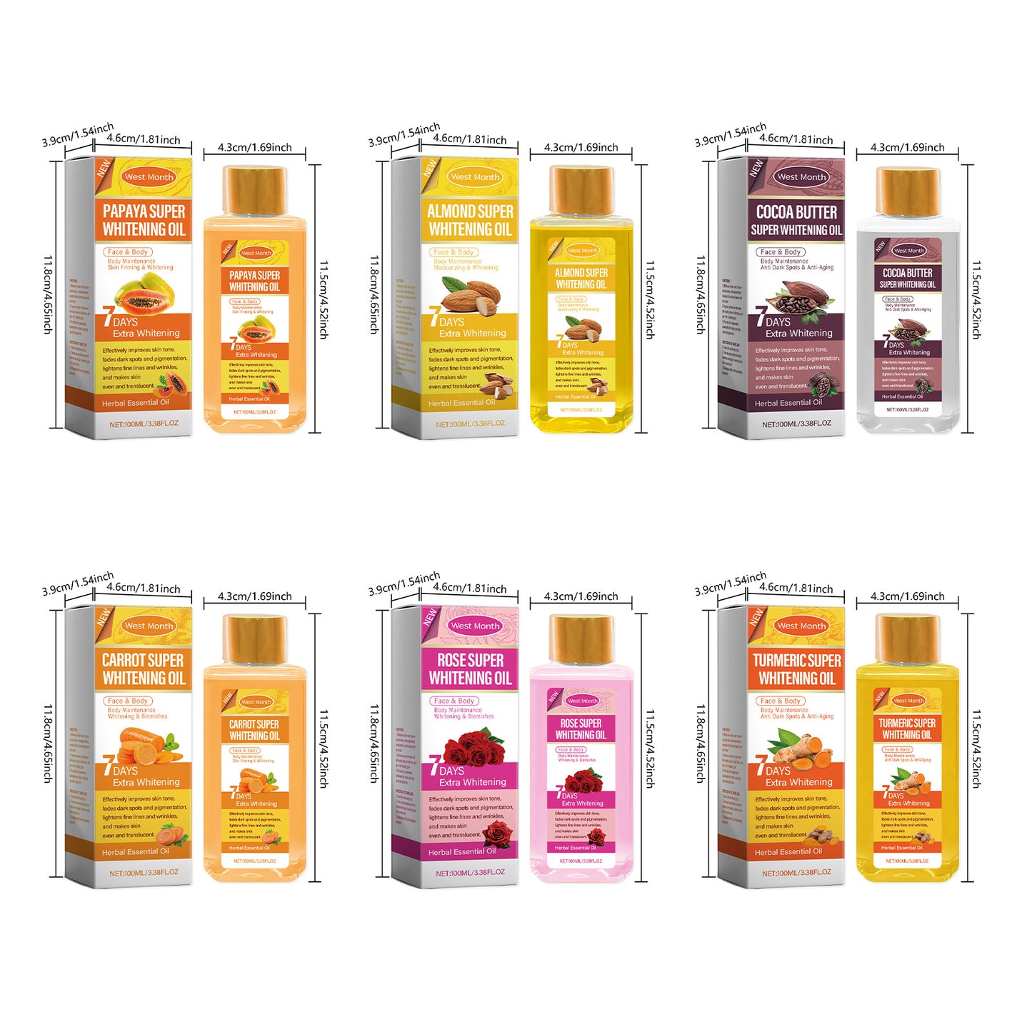 Papaya Super Whitening Oil Smoothing Moisturizer Brighten Anti-Aging Nourishing Lighten Fine Lines Spots Body Massage Skin Care