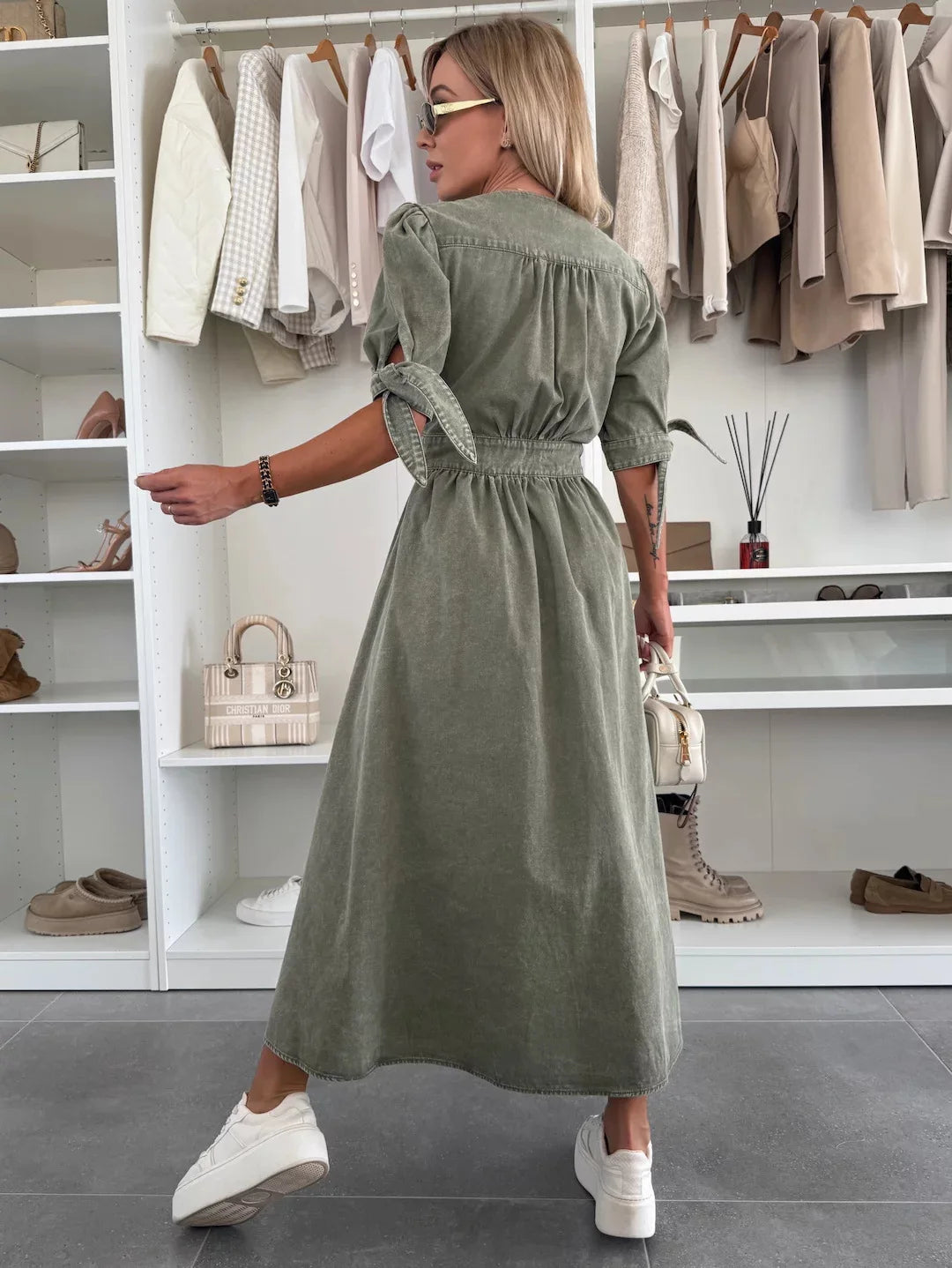 Long Dresses for Women Sexy Denim Dress V Neck Single Breasted Lace Up Distressed Vintage A Line Streetwear Female 2025 Vestidos
