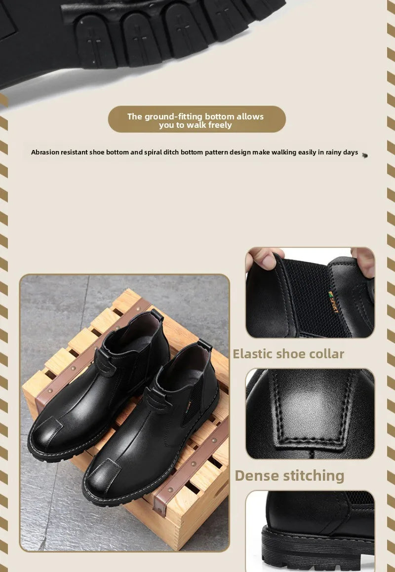 Men's Boots British Business Short Boot Retro Ankle Booties Fashion Casual High Top Boots for Men Leather Boot Oxford Work Boot