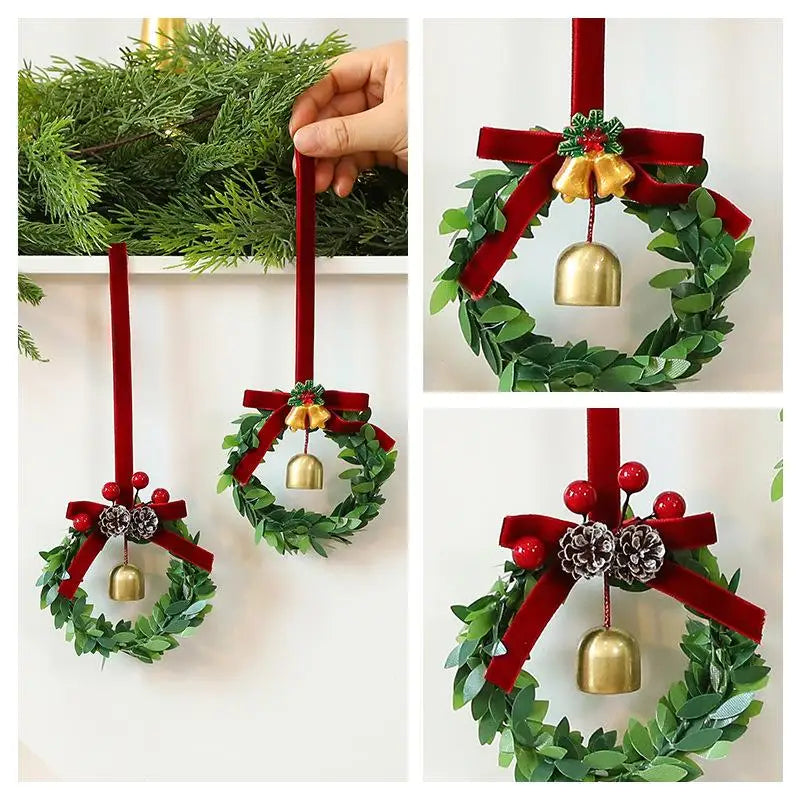 Dollhouse Miniature Merry Chrismas Mini Xmas Wreaths Chrismas Tree Decor Garland Wreath Mini Craft Wreaths Winter Snow Ornaments
