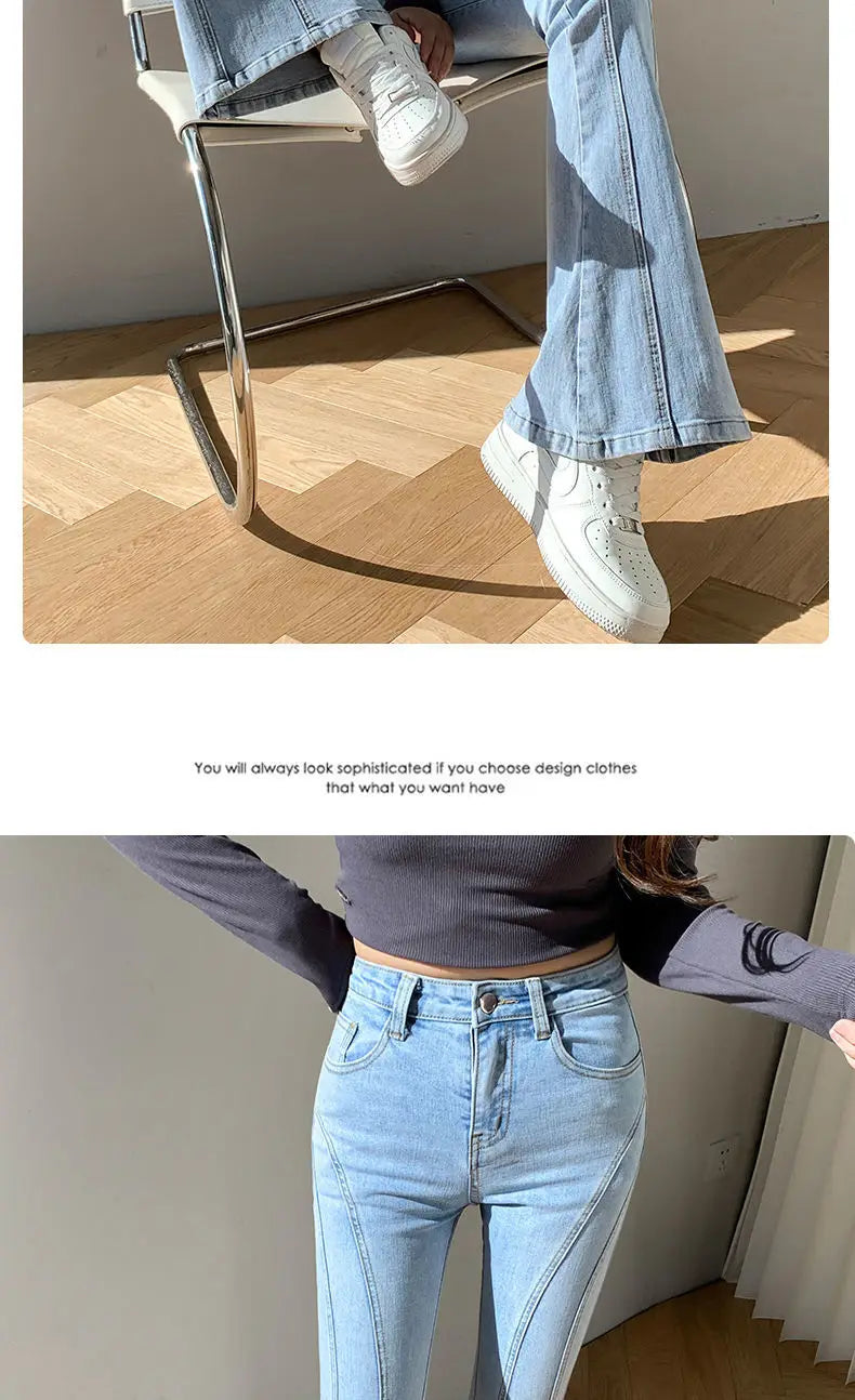 Jeans Woman 2024 Vintage Fashion Trend Luxury Denim Pants High Waisted Elasticity Flare Leggings Korean Black Bell Bottom Jeans