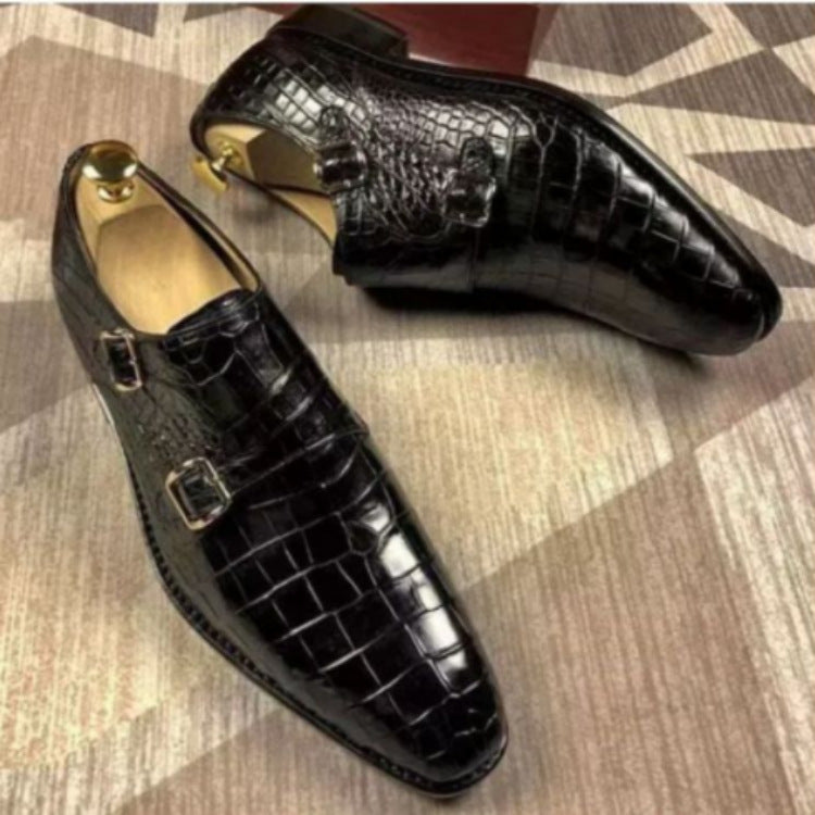 Buckle Business Dress Shoes Men's Shoes Pattern Embossed Casual Shoes Pointed Youth Fashion Shoes Zapatos Hombre